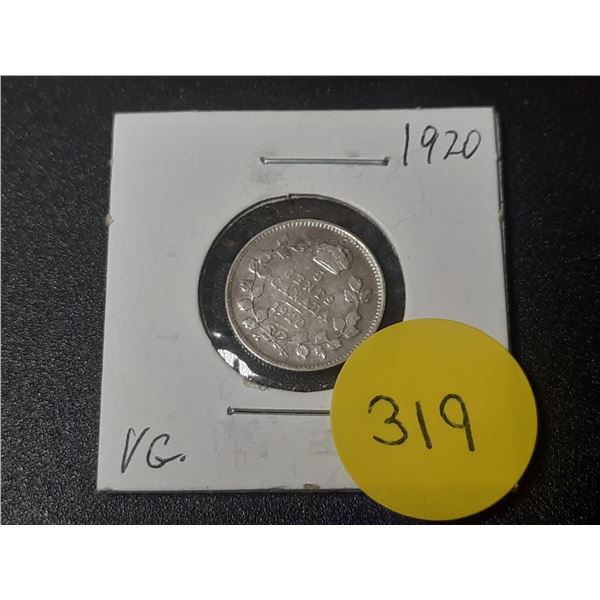 1920 Canada Silver 5 Cents.