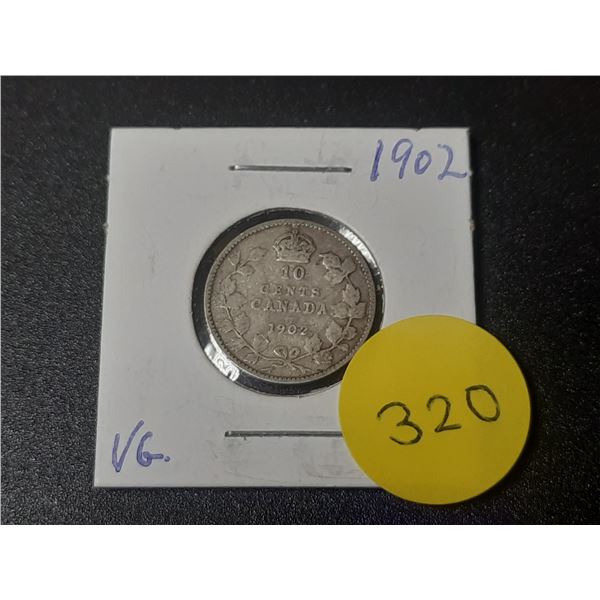 1902 Canada Silver 10 Cents.