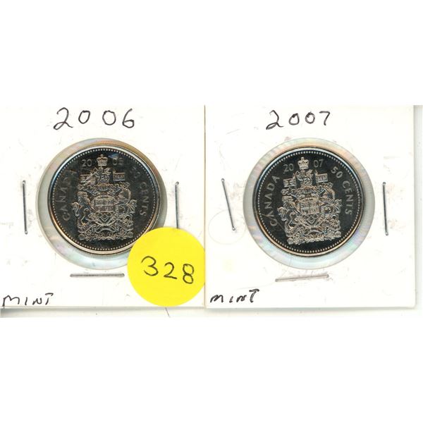 2006 and 2007 Canada 50 Cents.