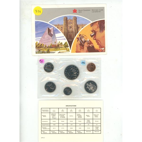 1986 Canadian Uncirculated Proof Like Coin Set.