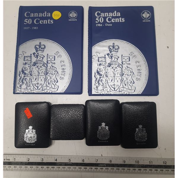 Canada 50 Cents 1937-1983, 1984-Date Empty Coin Album and (4) RCM Empty Coin Boxes.