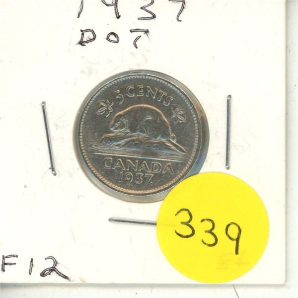 1937 Canada 5 Cents - Dot After 7.