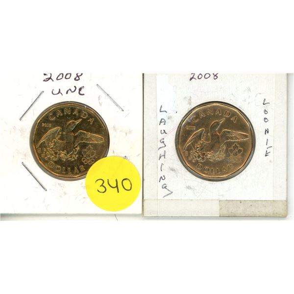 (2) 2008 Canada One Dollar - Lucky Loonie.
