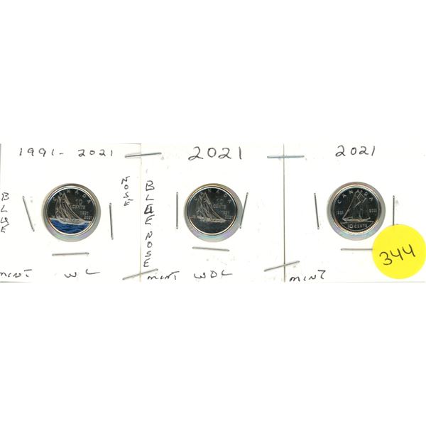 2021 Canadian Blue Nose WC & WOC and 2021 Canadian Proof Like 10 Cents.