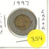 Image 1 : 1997 Canadian Toonies, Clad Finish Error