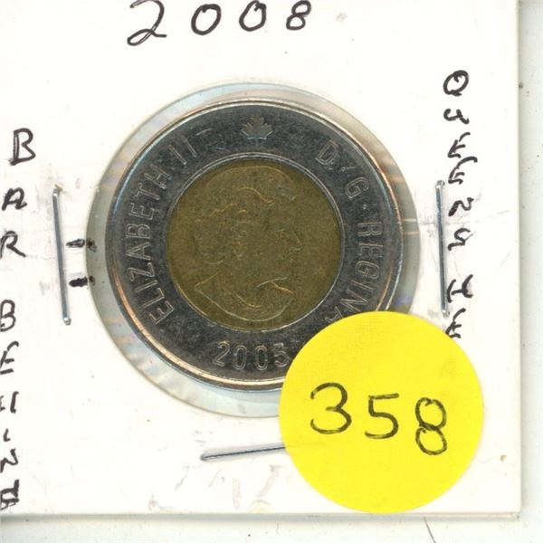 2008 Canadian Toonies, Die Error, Bar Behind Queens Head