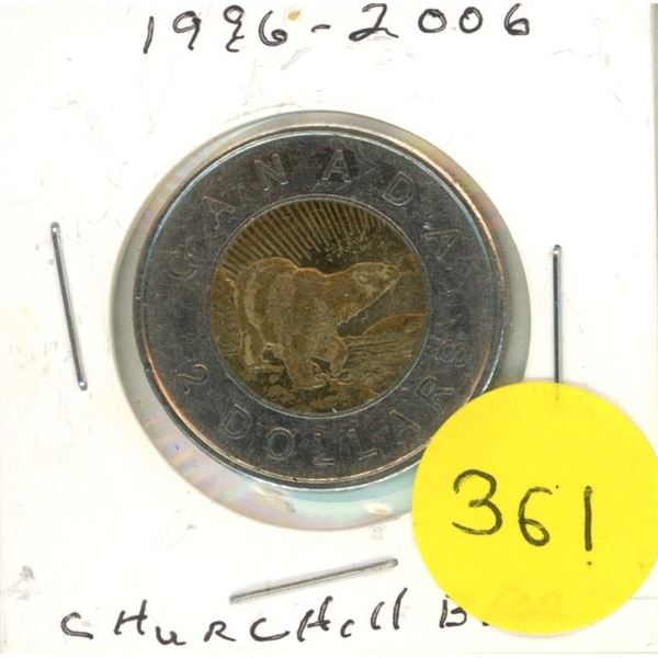 1996-2006 Canadian Toonie, Churchill Bear With Northern Lights, MINT