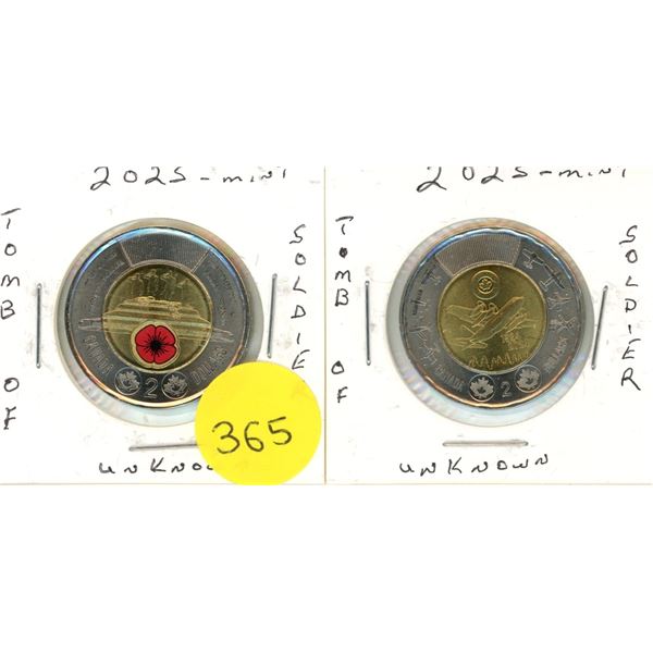 2025 Canadian Toonie, Tomb Of The Unknown Soldier WC & 2024 Royal Canadian Air Force (RCAF)-MINT