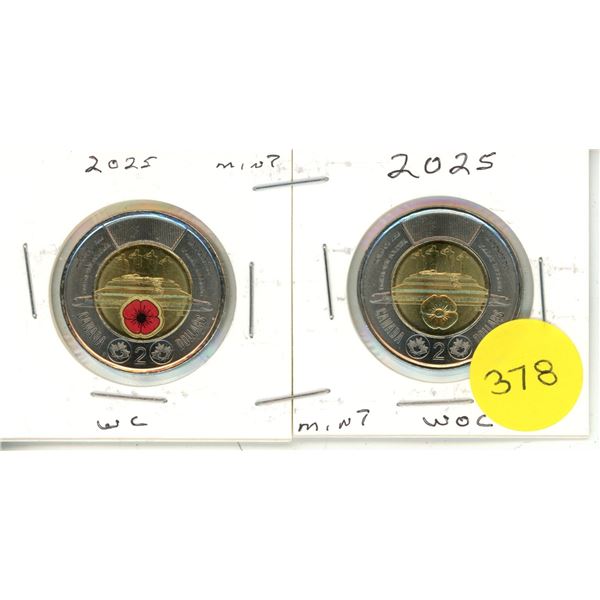 2025 Canadian Toonies,Tomb Of The Unknown Soldier WC & WOC-MINT