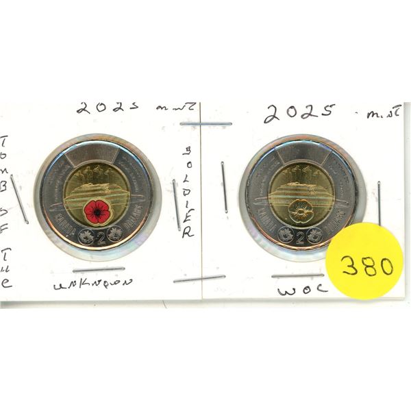 2025 Canadian Toonies,Tomb Of The Unknown Soldier WC & WOC-MINT