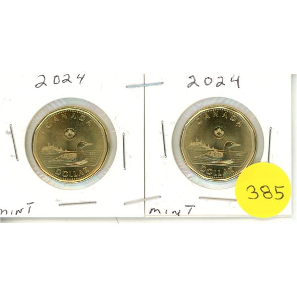 (2) 2024 Canadian Loonies, MINT