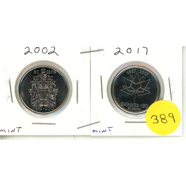 2002 and 2017 -Canada 150 Fifty Cents - Mint