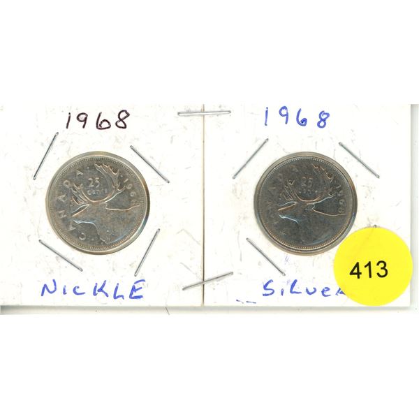 1968 Canadian Quarters, Nickle & silver