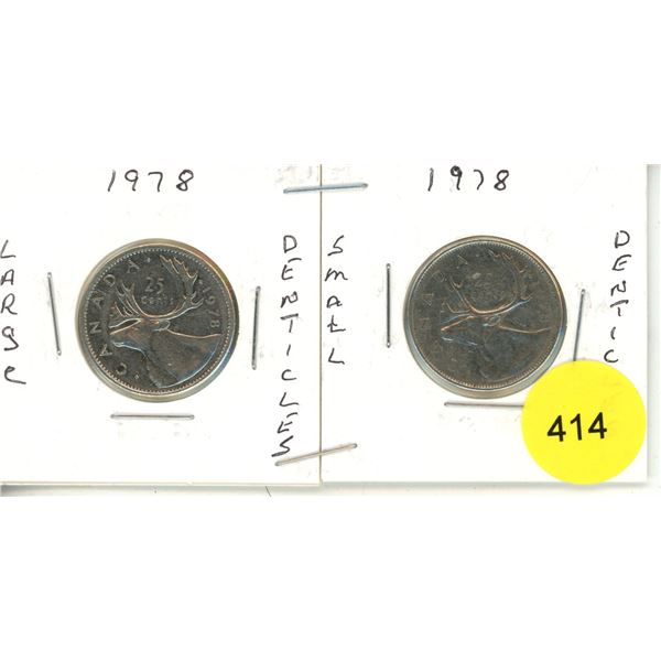 1978 Canadian Quarters, Large Denticles & Small Denticles