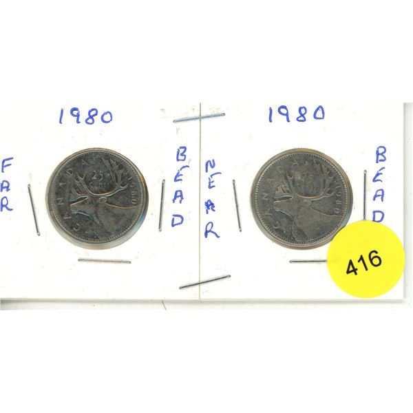 1980 Canadian Quarters, Far Bead & Near Bead
