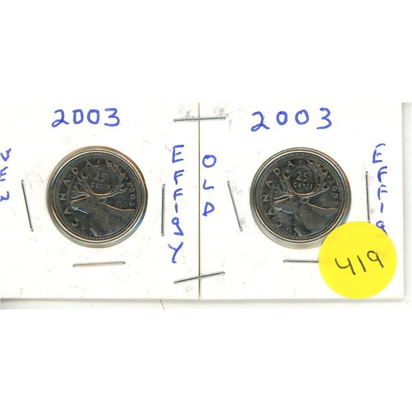 2003 Canadian Quarters,New Effigy & Old Effigy