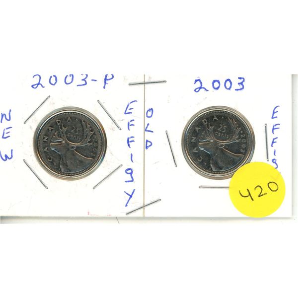 2003 Canadian Quarters,New Effigy & Old Effigy