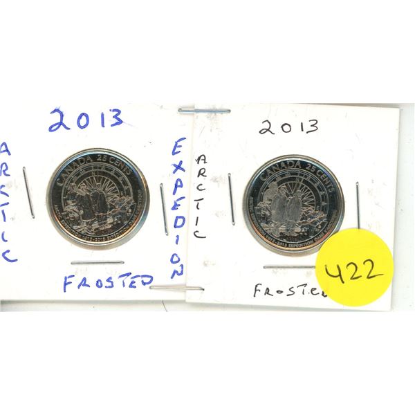 (2) 2013 Canadian Quarters, FROSTED ARCTIC