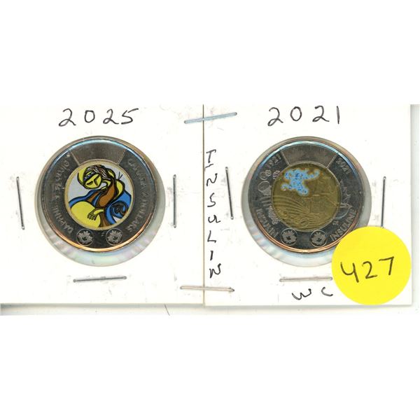 2005 Daphne Odjig & Insulin WC Canadian Two Dollar Coins.