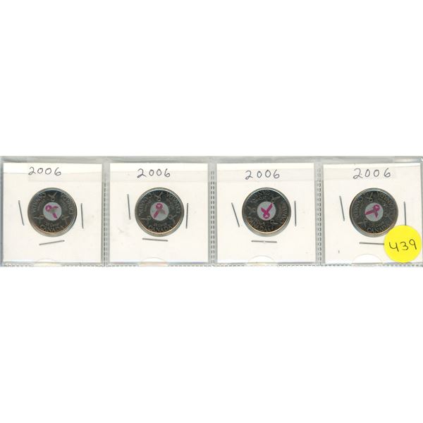 (4) 2006 Canadian Quarters, Pink Ribbon.