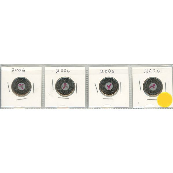 (4) 2006 Canadian Quarters, Pink Ribbon.