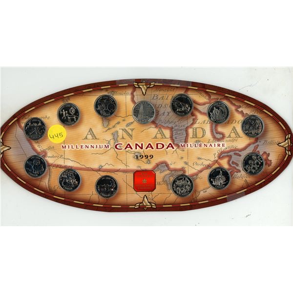 1999 Canada Millennium 25 Cents Coins.
