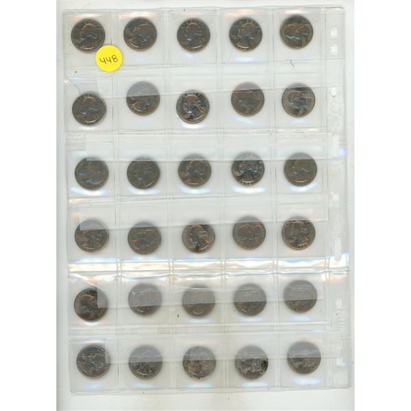 (30) U.S. Libery Quarters, 1969-1999 In Plastic Sheet