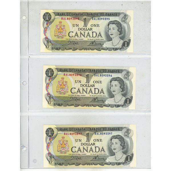 (5) 1973 Canada One Dollar. (Uncirculated In Sequence)
