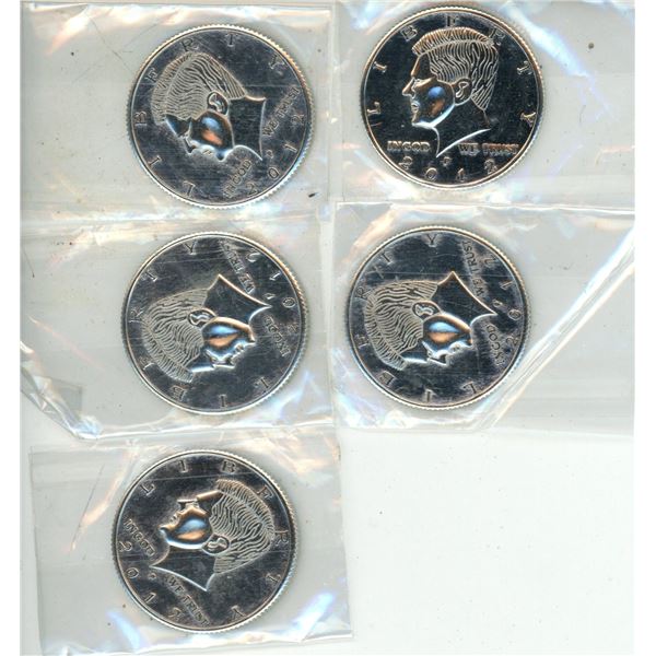 (5) 2012 P U.S.A. Proof Like Half Dollars.
