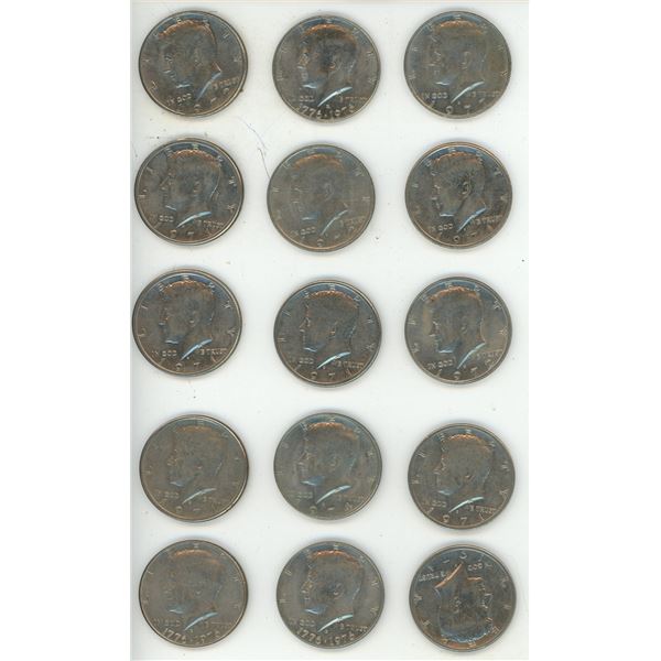 Bag of 15 U.S.A Half Dollar Coins. (Mixed Years)