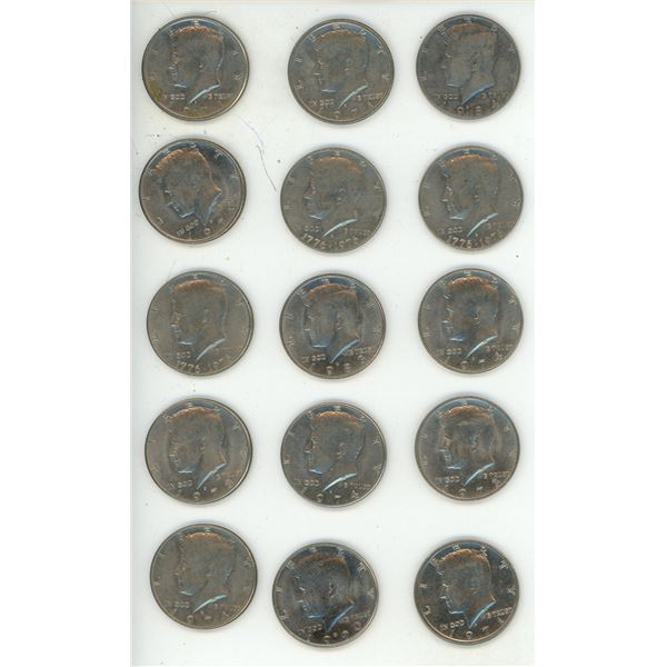 Bag of 15 U.S.A Half Dollar Coins. (Mixed Years)