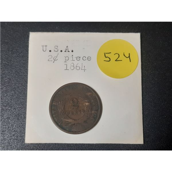 1864 U.S.A Two Cents Coin.