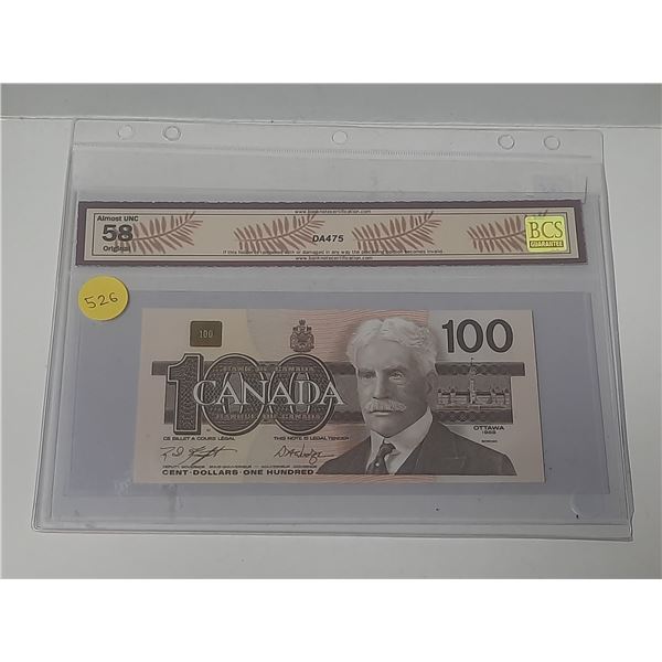 1988 Canadian Hundfred Dollar - BCS Guarantee.