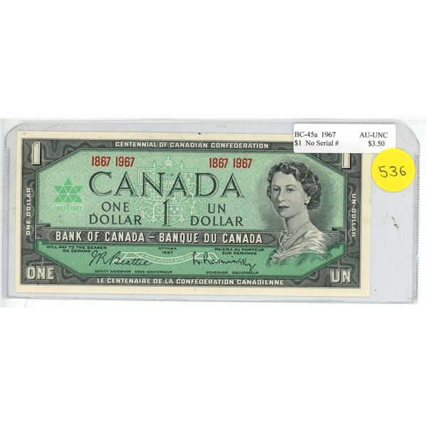 1967 Canadian One Dollar.