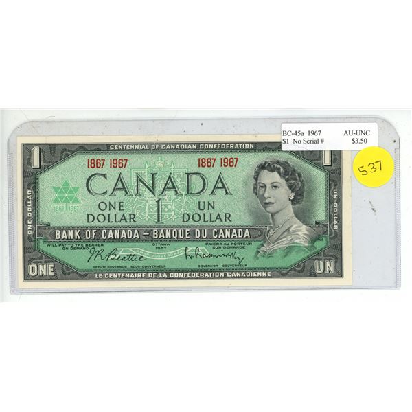 1967 Canadian One Dollar.