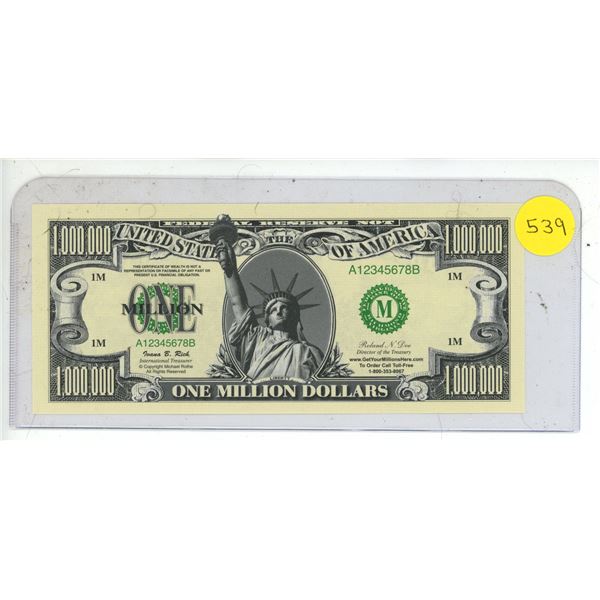 U.S.A. One Million Dollar. (Not A Legal Tender)
