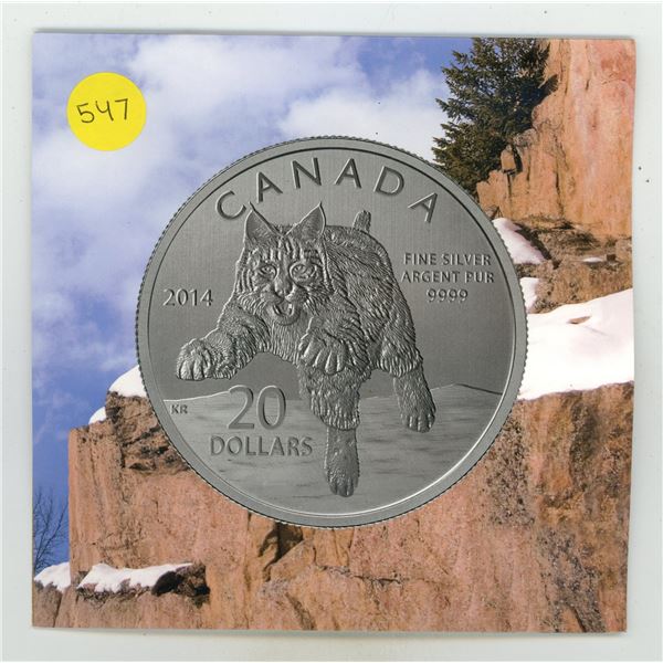 2014 $20 Fine Silver Coin - Bobcat (99.99% pure)