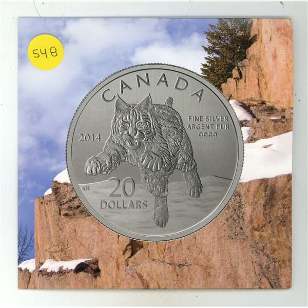 2014 $20 Fine Silver Coin - Bobcat (99.99% pure)