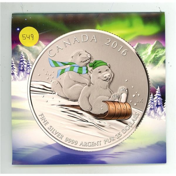 2016 $25 Fine Silver Coin - Winter Fun (99.99% pure)