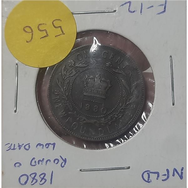 1880 New Foundland - Round O Low Date One Cent.