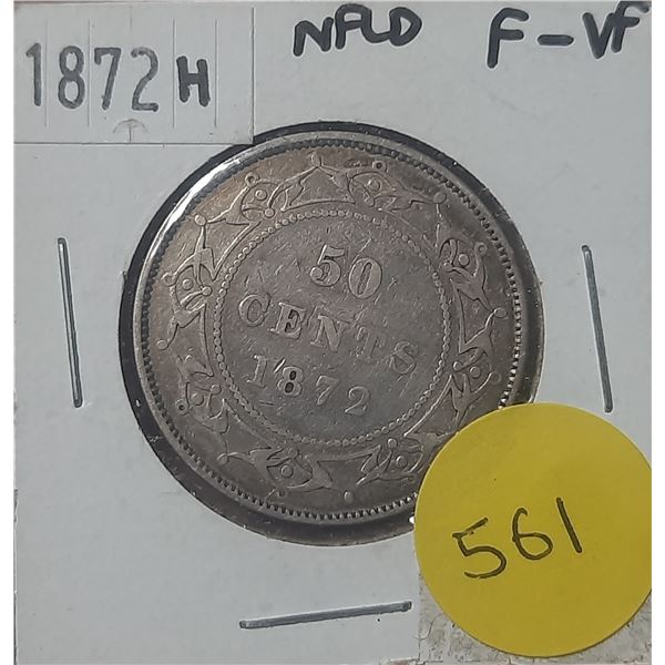 1872-H New Foundland Silver 50 Cents.