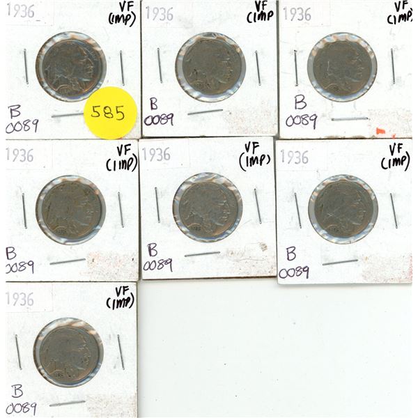 (7) 1936 U.S.A. Five Cents.