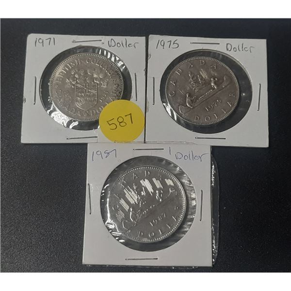 1971, 1975, 1987 Canada One Dollar.