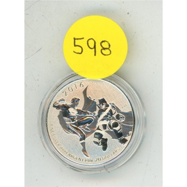 2016 Canadian $20 Batman Vs Superman : Dawn of Justice Fine Silver Coin.