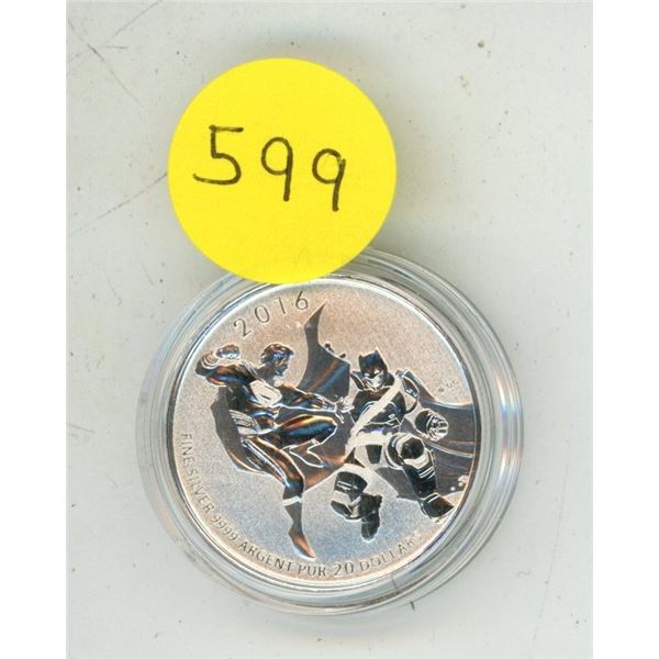 2016 Canadian $20 Batman Vs Superman : Dawn of Justice Fine Silver Coin.