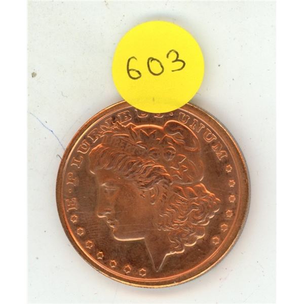 U.S.A. One A.V.D.P. Once Copper .999 Fine.