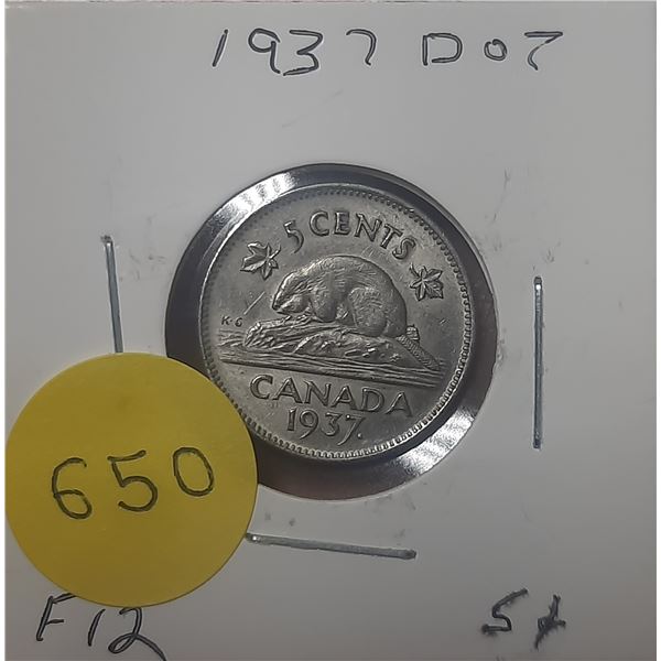 1937-DOT Canada 5 Cents- F12