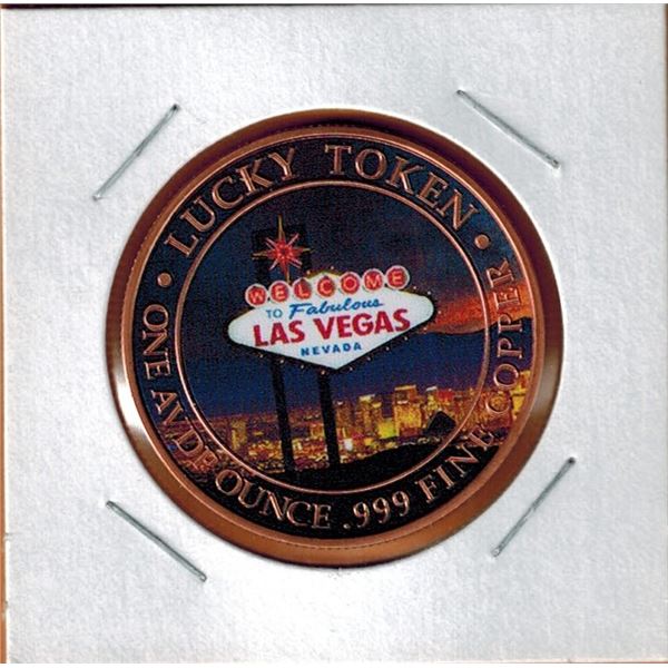 1 OUNCE COPPER -  .999 FINE - FABULOUS LAS VEGAS - Coloured