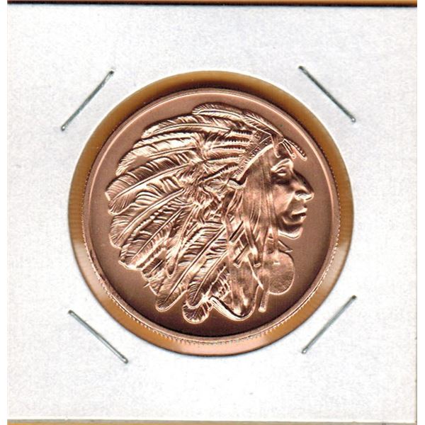 1 OUNCE COPPER -  .999 FINE - AMERICAN INDIAN SERIES - INDIAN CHIEF
