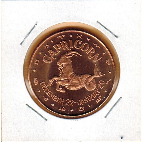 1 OUNCE COPPER -  .999 FINE - ZODIAC - CAPRICORN